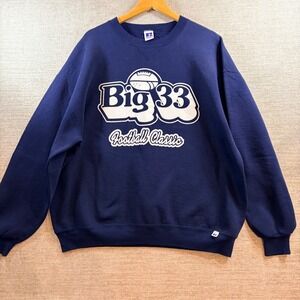 Vintage Russell Ath Big 33 Football Classic Navy Blue Sweatshirt XXL Made in USA